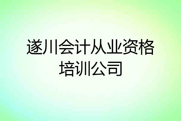 遂川会计从业资格培训公司