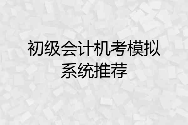 初级会计机考模拟系统推荐