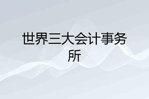世界三大会计事务所