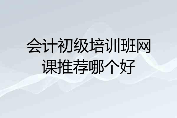 会计初级培训班网课推荐哪个好