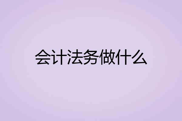 会计法务做什么