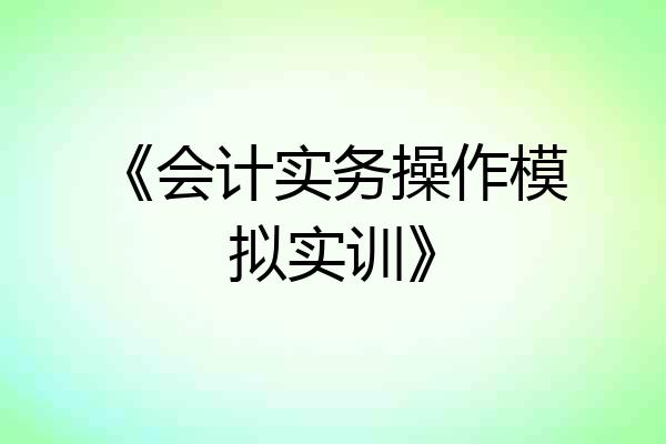 《会计实务操作模拟实训》