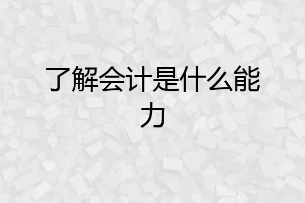 了解会计是什么能力