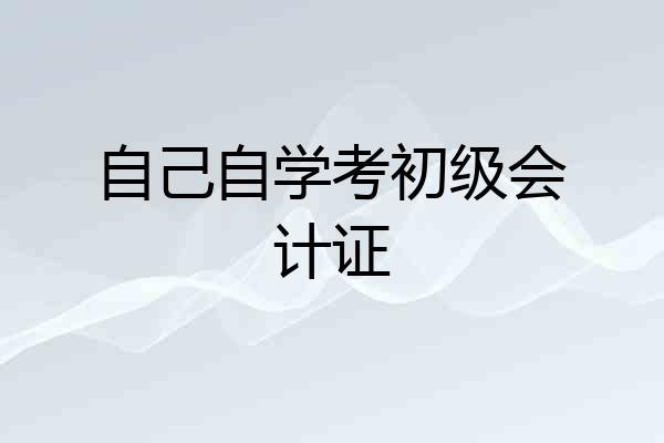 自己自学考初级会计证