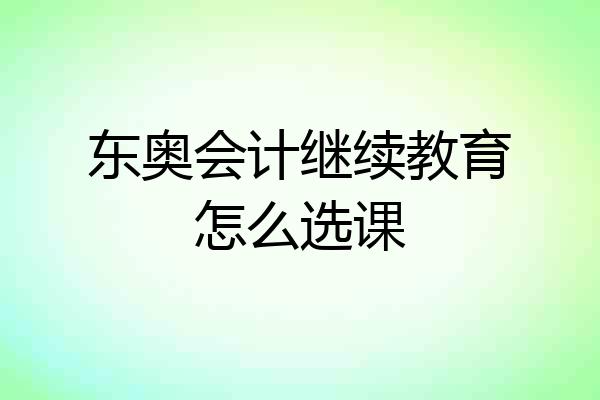 东奥会计继续教育怎么选课