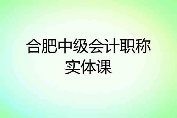 合肥中级会计职称实体课