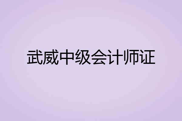 武威中级会计师证