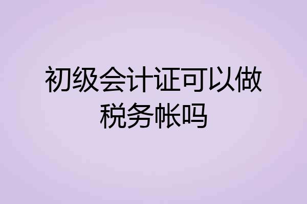 初级会计证可以做税务帐吗