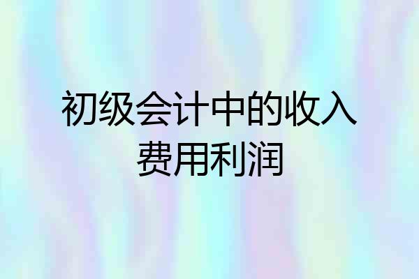 初级会计中的收入费用利润