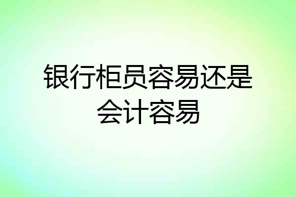 银行柜员容易还是会计容易