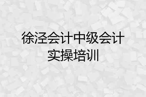 徐泾会计中级会计实操培训