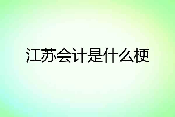 江苏会计是什么梗