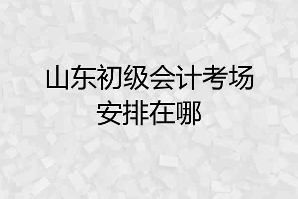 山东初级会计考场安排在哪