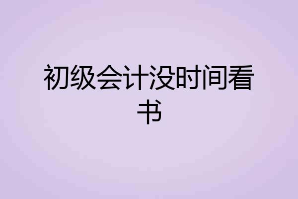 初级会计没时间看书