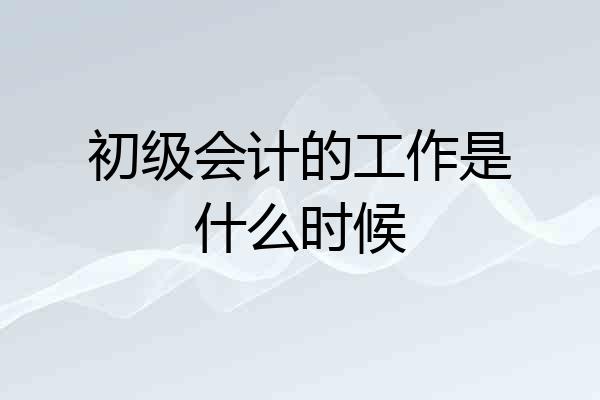 初级会计的工作是什么时候