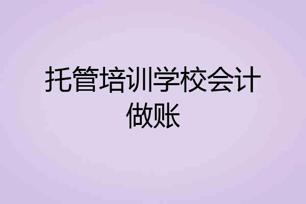 托管培训学校会计做账