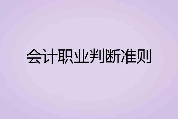 会计职业判断准则