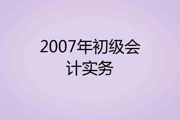 2007年初级会计实务