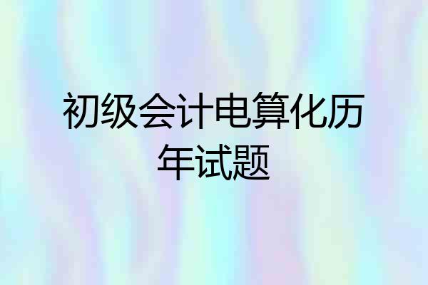 初级会计电算化历年试题