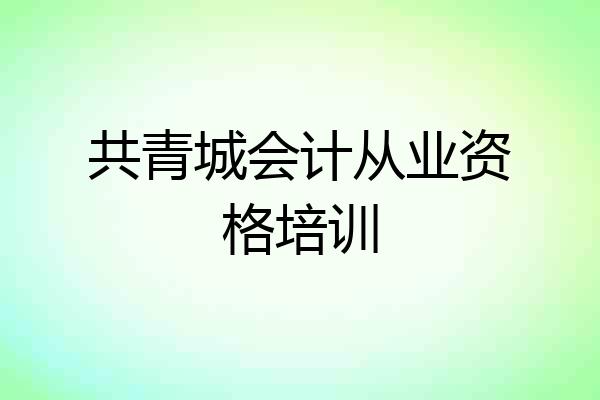 共青城会计从业资格培训