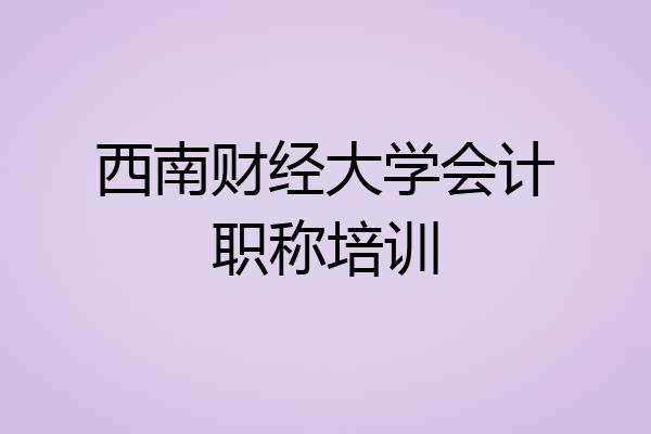 西南财经大学会计职称培训