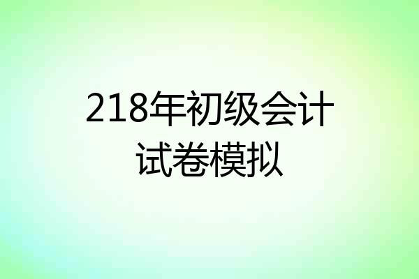 218年初级会计试卷模拟