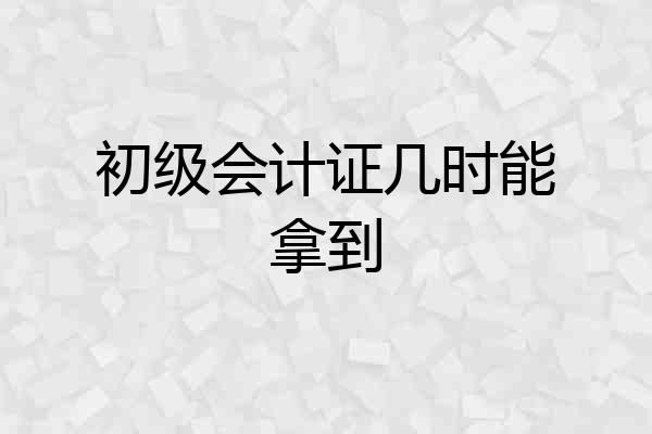 初级会计证几时能拿到