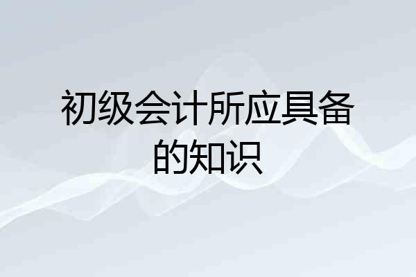 初级会计所应具备的知识