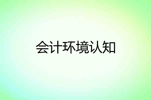 会计环境认知