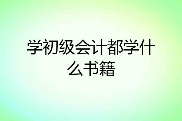 学初级会计都学什么书籍