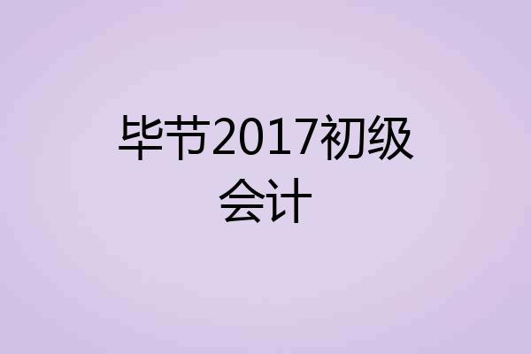 毕节2017初级会计