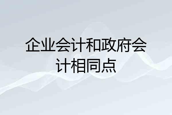 企业会计和政府会计相同点