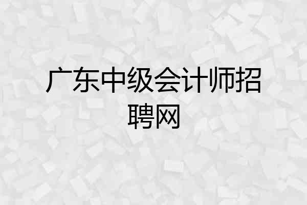 广东中级会计师招聘网
