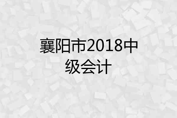 襄阳市2018中级会计