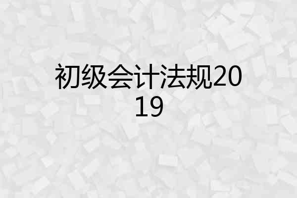 初级会计法规2019
