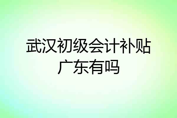 武汉初级会计补贴广东有吗