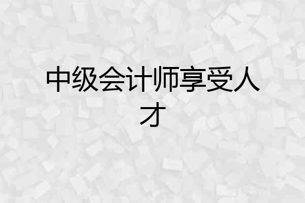 中级会计师享受人才