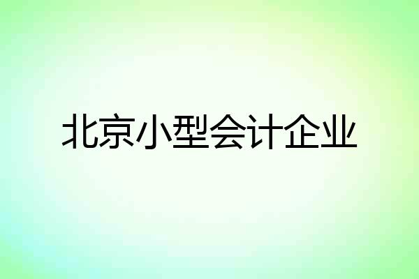北京小型会计企业