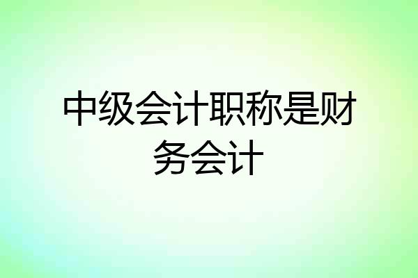 中级会计职称是财务会计