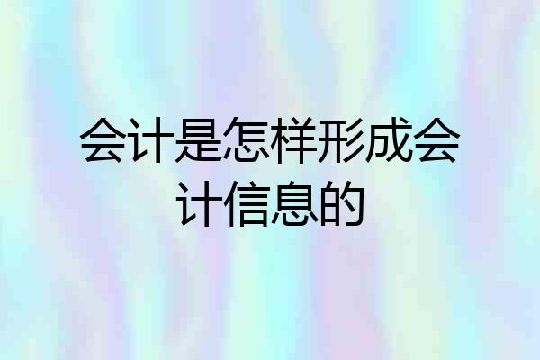 会计是怎样形成会计信息的