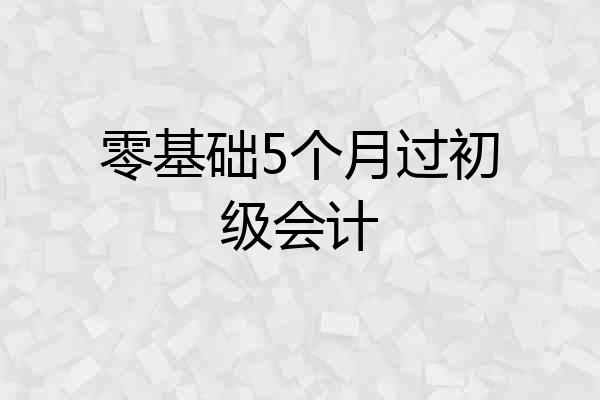 零基础5个月过初级会计