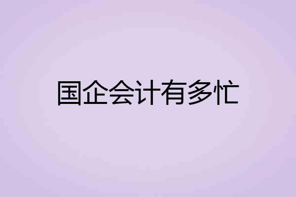 国企会计有多忙