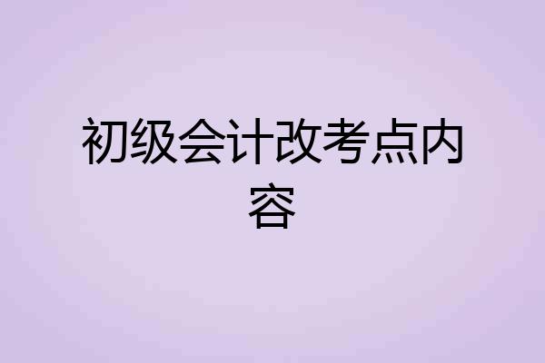 初级会计改考点内容