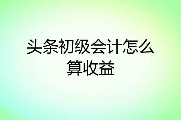 头条初级会计怎么算收益