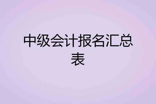中级会计报名汇总表