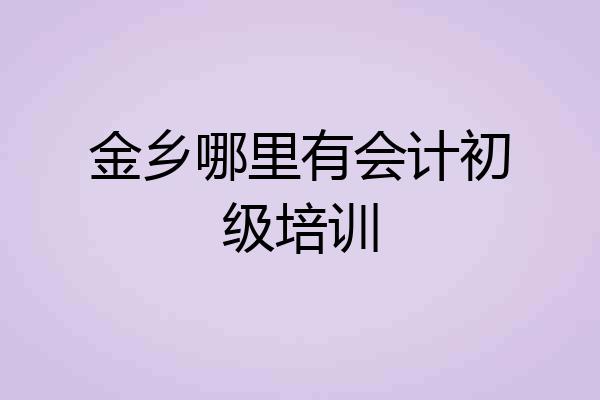 金乡哪里有会计初级培训