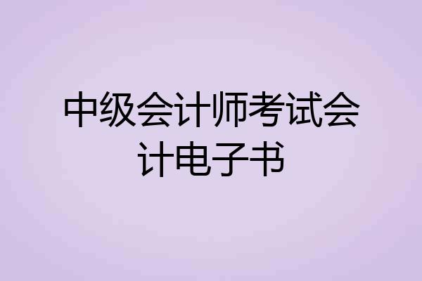 中级会计师考试会计电子书