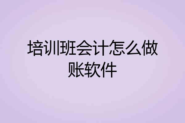培训班会计怎么做账软件