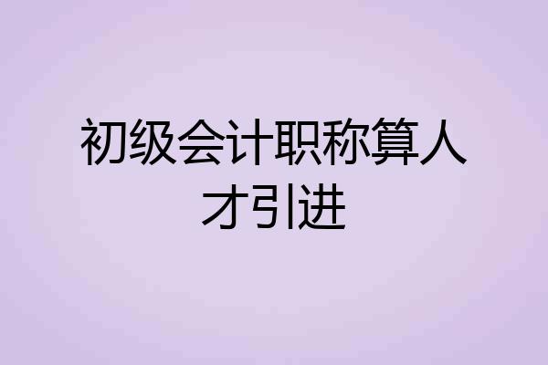 初级会计职称算人才引进