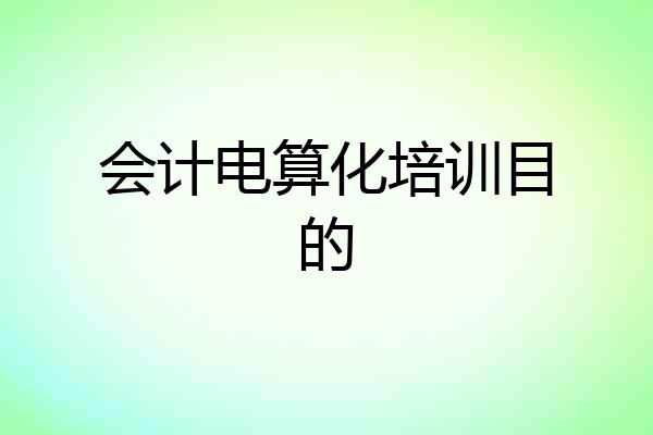 会计电算化培训目的